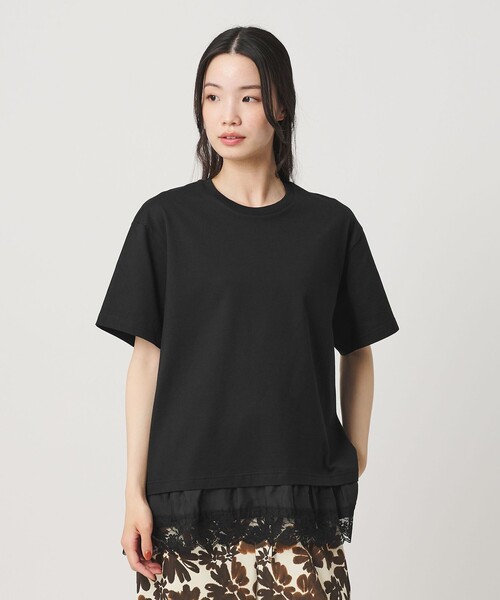 BEAUTY&YOUTH UNITED ARROWS(ビューティーアンドユースユナイテッドアローズ)の「レースドッキング ショートスリーブ Tシャツ(Tシャツ/カットソー・レディース・ダークブラウン/オフホワイト/ブラック・FREE)」の2枚目の写真