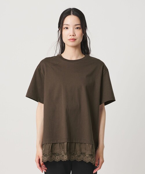 BEAUTY&YOUTH UNITED ARROWS(ビューティーアンドユースユナイテッドアローズ)の「レースドッキング ショートスリーブ Tシャツ(Tシャツ/カットソー・レディース・ダークブラウン/オフホワイト/ブラック・FREE)」の20枚目の写真