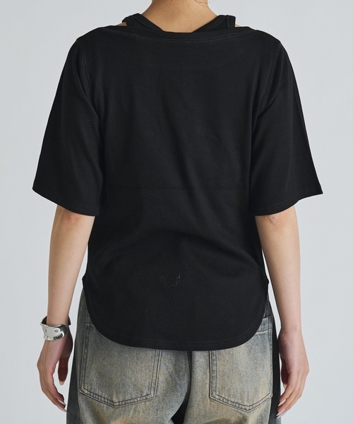 Lui's（ルイス）の「レイヤードデザイン半袖プルオーバー（Tシャツ/カットソー・レディース・ブラウン/ブラック/オフホワイト・FREE）」の8枚目の写真