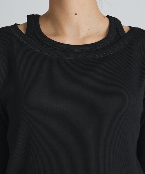 Lui's（ルイス）の「レイヤードデザイン半袖プルオーバー（Tシャツ/カットソー・レディース・ブラウン/ブラック/オフホワイト・FREE）」の7枚目の写真