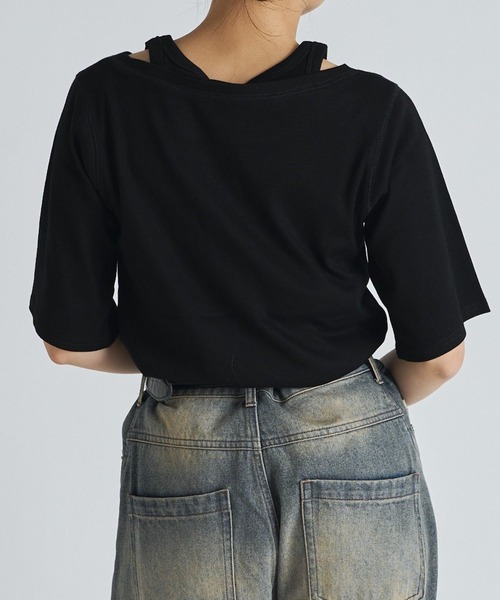 Lui's（ルイス）の「レイヤードデザイン半袖プルオーバー（Tシャツ/カットソー・レディース・ブラウン/ブラック/オフホワイト・FREE）」の21枚目の写真