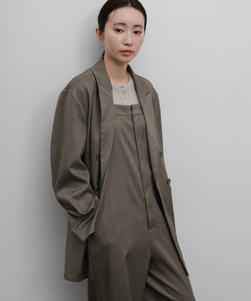 select MOCA Et(セレクトモカエト)の「【Et】Long Double-Botton Jacket(テーラードジャケット・レディース・ダークベージュ/ブラック・FREE)」の2枚目の写真