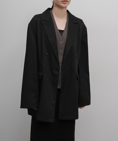 select MOCA Et(セレクトモカエト)の「【Et】Long Double-Botton Jacket(テーラードジャケット・レディース・ダークベージュ/ブラック・FREE)」の22枚目の写真