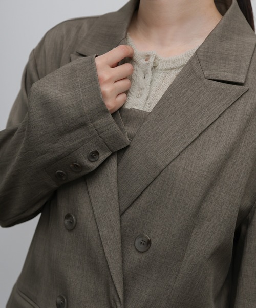 select MOCA Et(セレクトモカエト)の「【Et】Long Double-Botton Jacket(テーラードジャケット・レディース・ダークベージュ/ブラック・FREE)」の10枚目の写真