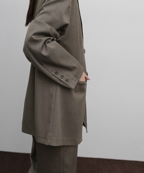 select MOCA Et(セレクトモカエト)の「【Et】Long Double-Botton Jacket(テーラードジャケット・レディース・ダークベージュ/ブラック・FREE)」の7枚目の写真