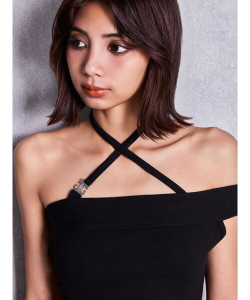 GYDA(ジェイダ)の「Symmetry GYDA design binderトップス(Tシャツ/カットソー・レディース・ブラック/オフホワイト・FREE)」の7枚目の写真