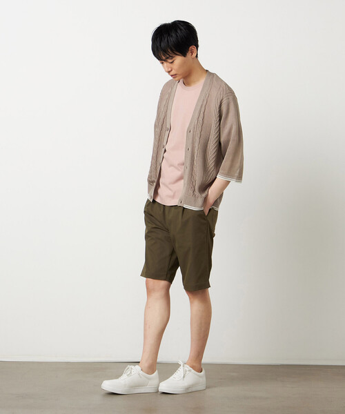 COMME CA ISM(コムサイズム)の「リネンライク ケーブルニット 5分袖カーディガン(カーディガン/ボレロ・メンズ・ネイビー/ベージュ・LARGE/MEDIUM)」の8枚目の写真