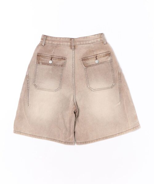 AsRiRe(アスリレイ)の「ビンテージ風ハーフデニムパンツ(デニムパンツ・レディース・ブラウン・S/M/L)」の2枚目の写真