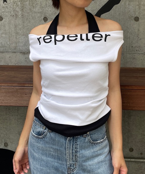 ROGER AND RAW（ロジャーアンドロウ）の「ホルタータンク レイヤード2WAYオフショルトップス（Tシャツ/カットソー・レディース・ベージュ/ブラウン/ホワイト/ブラック・FREE）」の5枚目の写真