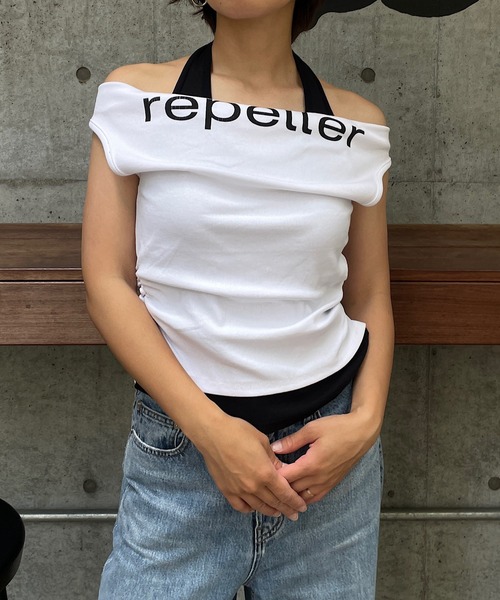 ROGER AND RAW（ロジャーアンドロウ）の「ホルタータンク レイヤード2WAYオフショルトップス（Tシャツ/カットソー・レディース・ベージュ/ブラウン/ホワイト/ブラック・FREE）」の6枚目の写真