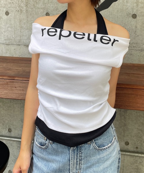 ROGER AND RAW（ロジャーアンドロウ）の「ホルタータンク レイヤード2WAYオフショルトップス（Tシャツ/カットソー・レディース・ベージュ/ブラウン/ホワイト/ブラック・FREE）」の7枚目の写真
