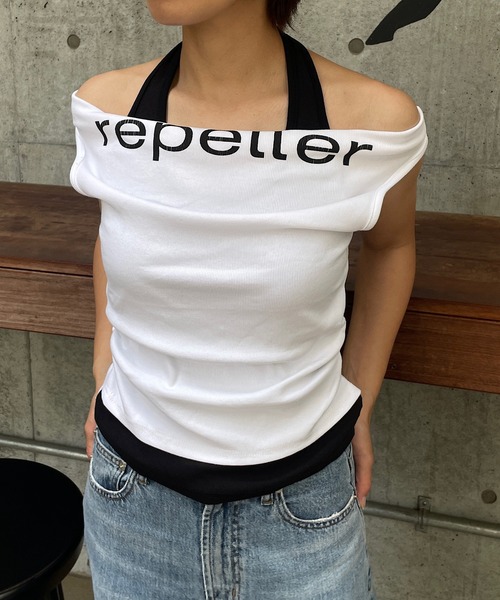 ROGER AND RAW（ロジャーアンドロウ）の「ホルタータンク レイヤード2WAYオフショルトップス（Tシャツ/カットソー・レディース・ベージュ/ブラウン/ホワイト/ブラック・FREE）」の8枚目の写真