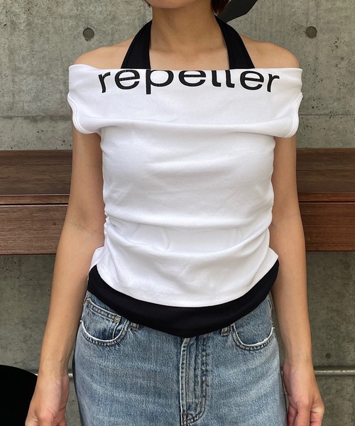 ROGER AND RAW（ロジャーアンドロウ）の「ホルタータンク レイヤード2WAYオフショルトップス（Tシャツ/カットソー・レディース・ベージュ/ブラウン/ホワイト/ブラック・FREE）」の9枚目の写真