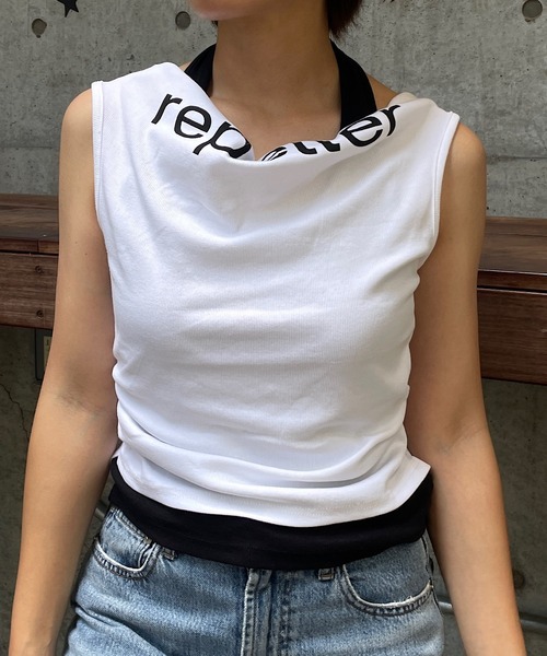ROGER AND RAW（ロジャーアンドロウ）の「ホルタータンク レイヤード2WAYオフショルトップス（Tシャツ/カットソー・レディース・ベージュ/ブラウン/ホワイト/ブラック・FREE）」の13枚目の写真