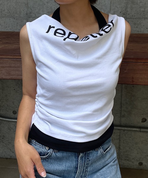 ROGER AND RAW（ロジャーアンドロウ）の「ホルタータンク レイヤード2WAYオフショルトップス（Tシャツ/カットソー・レディース・ベージュ/ブラウン/ホワイト/ブラック・FREE）」の17枚目の写真