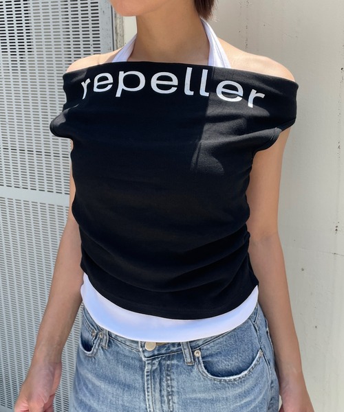 ROGER AND RAW（ロジャーアンドロウ）の「ホルタータンク レイヤード2WAYオフショルトップス（Tシャツ/カットソー・レディース・ベージュ/ブラウン/ホワイト/ブラック・FREE）」の21枚目の写真