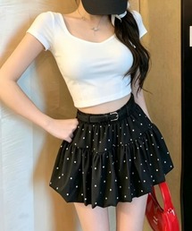 【ベルト付き】バルーンドットミニスカート