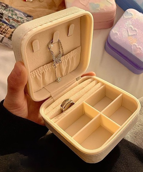 セール】ハートデザインスクエア型アクセサリーBOX（ポーチ）｜Bifrost