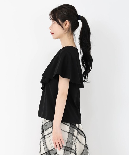 STRAWBERRY-FIELDS(ストロベリーフィールズ)の「ロイヤルクールポンチ_ケープスリーブトップス(Tシャツ/カットソー・レディース・オフホワイト/ブラック・2)」の11枚目の写真