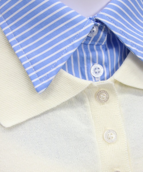clear（クリア）の「【U.S. POLO ASSN.】clear 別注 布帛ドッキングダブルカラーニットトップス（ニット/セーター・レディース・アイボリー/ネイビー/ブラック・F）」の15枚目の写真