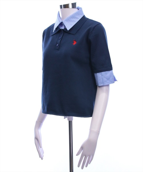 clear（クリア）の「【U.S. POLO ASSN.】clear 別注 布帛ドッキングダブルカラーニットトップス（ニット/セーター・レディース・アイボリー/ネイビー/ブラック・F）」の19枚目の写真