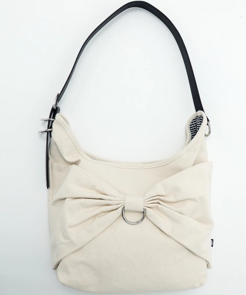 Little sunny bite(リトルサニーバイト)の「littlesunnybite/リトルサニーバイト/ribbon canvas bag(ショルダーバッグ・レディース・ナチュラル/ブルー/ピンク・F)」の4枚目の写真