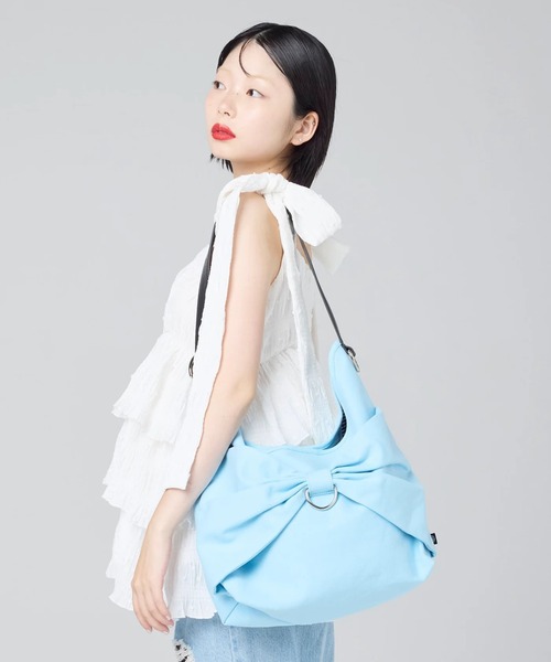 Little sunny bite(リトルサニーバイト)の「littlesunnybite/リトルサニーバイト/ribbon canvas bag(ショルダーバッグ・レディース・ナチュラル/ブルー/ピンク・F)」の6枚目の写真