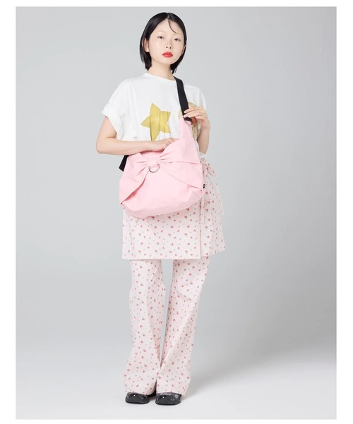 Little sunny bite(リトルサニーバイト)の「littlesunnybite/リトルサニーバイト/ribbon canvas bag(ショルダーバッグ・レディース・ナチュラル/ブルー/ピンク・F)」の9枚目の写真