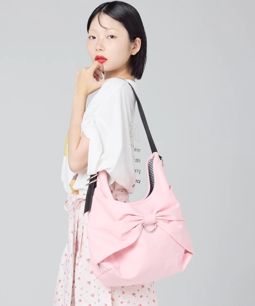 Little sunny bite(リトルサニーバイト)の「littlesunnybite/リトルサニーバイト/ribbon canvas bag(ショルダーバッグ・レディース・ナチュラル/ブルー/ピンク・F)」の10枚目の写真