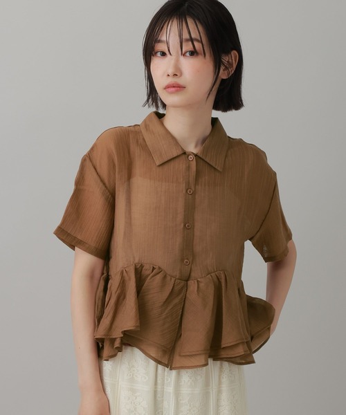 LAKOLE(ラコレ)の「ヘムフリルシアーシャツ / 888998(シャツ/ブラウス・レディース・ブルー/ブラック/ブラウン/オフホワイト・FREE)」の16枚目の写真