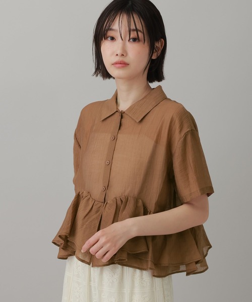 LAKOLE(ラコレ)の「ヘムフリルシアーシャツ / 888998(シャツ/ブラウス・レディース・ブルー/ブラック/ブラウン/オフホワイト・FREE)」の17枚目の写真