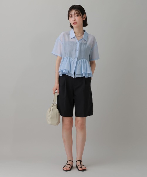 LAKOLE(ラコレ)の「ヘムフリルシアーシャツ / 888998(シャツ/ブラウス・レディース・ブルー/ブラック/ブラウン/オフホワイト・FREE)」の18枚目の写真