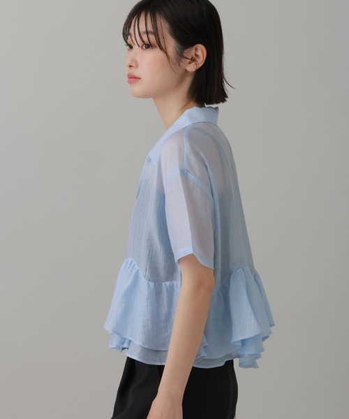 LAKOLE(ラコレ)の「ヘムフリルシアーシャツ / 888998(シャツ/ブラウス・レディース・ブルー/ブラック/ブラウン/オフホワイト・FREE)」の11枚目の写真