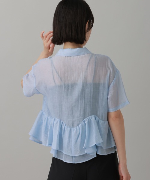 LAKOLE(ラコレ)の「ヘムフリルシアーシャツ / 888998(シャツ/ブラウス・レディース・ブルー/ブラック/ブラウン/オフホワイト・FREE)」の12枚目の写真