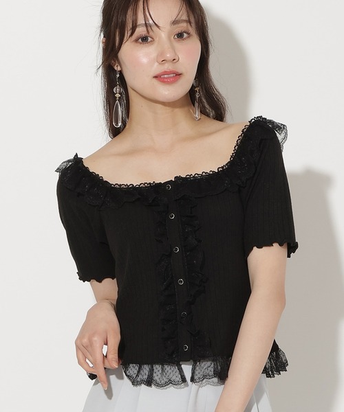 WILLSELECTION(ウィルセレクション)の「レースフリルカットトップス(Tシャツ/カットソー・レディース・ブラック/ネイビー/オフホワイト/ピンク・FREE)」の3枚目の写真
