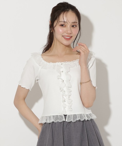 WILLSELECTION(ウィルセレクション)の「レースフリルカットトップス(Tシャツ/カットソー・レディース・ブラック/ネイビー/オフホワイト/ピンク・FREE)」の16枚目の写真