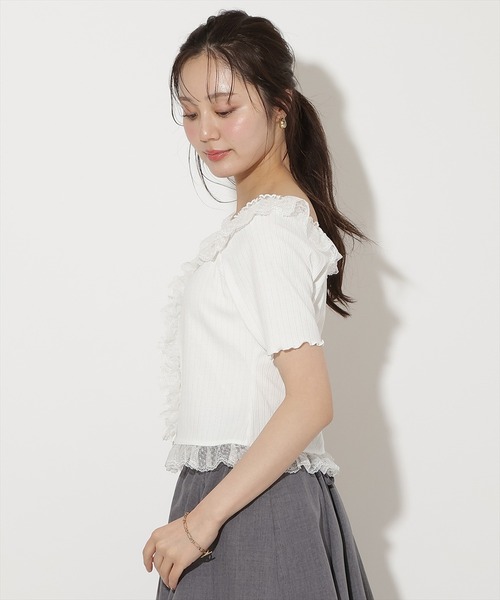 WILLSELECTION(ウィルセレクション)の「レースフリルカットトップス(Tシャツ/カットソー・レディース・ブラック/ネイビー/オフホワイト/ピンク・FREE)」の15枚目の写真