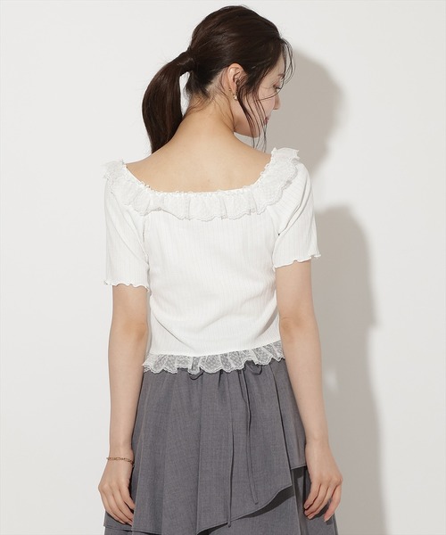 WILLSELECTION(ウィルセレクション)の「レースフリルカットトップス(Tシャツ/カットソー・レディース・ブラック/ネイビー/オフホワイト/ピンク・FREE)」の14枚目の写真