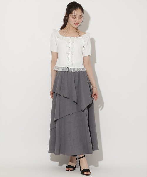 WILLSELECTION(ウィルセレクション)の「レースフリルカットトップス(Tシャツ/カットソー・レディース・ブラック/ネイビー/オフホワイト/ピンク・FREE)」の10枚目の写真