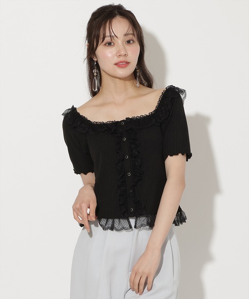 WILLSELECTION(ウィルセレクション)の「レースフリルカットトップス(Tシャツ/カットソー・レディース・ブラック/ネイビー/オフホワイト/ピンク・FREE)」の9枚目の写真