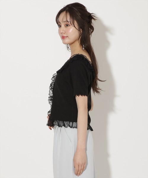 WILLSELECTION(ウィルセレクション)の「レースフリルカットトップス(Tシャツ/カットソー・レディース・ブラック/ネイビー/オフホワイト/ピンク・FREE)」の8枚目の写真