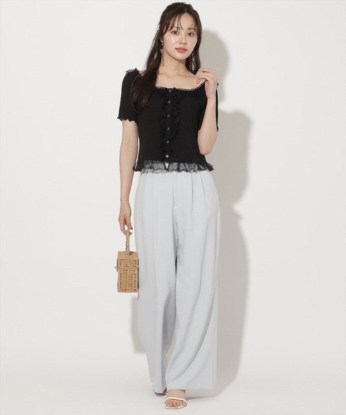 WILLSELECTION(ウィルセレクション)の「レースフリルカットトップス(Tシャツ/カットソー・レディース・ブラック/ネイビー/オフホワイト/ピンク・FREE)」の6枚目の写真