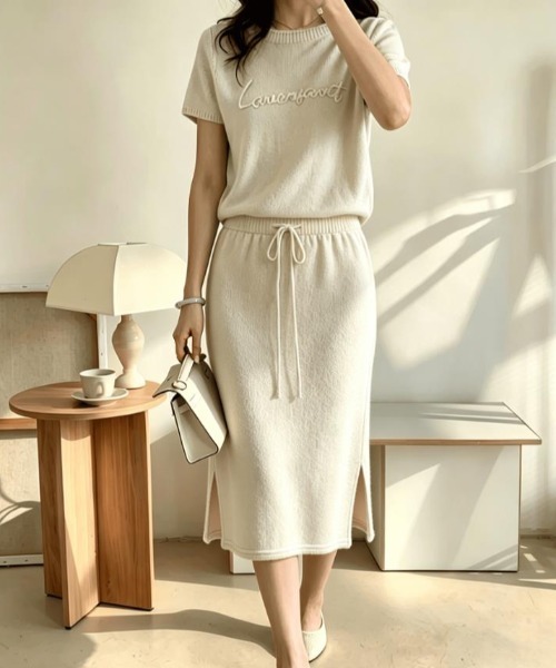 semplice(センプリチェ)の「セットアップ【韓国ファッション】(セットアップ・レディース・グレー/ブルー/アイボリー・F)」の4枚目の写真