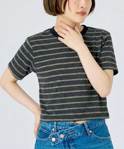 NOMINE(ノミネ)の「【NOMINE】パイル 半袖 Tシャツ(Tシャツ/カットソー・レディース・グレー系その他/グリーン系その他/アイボリー/ブラック・フリー)」の3枚目の写真