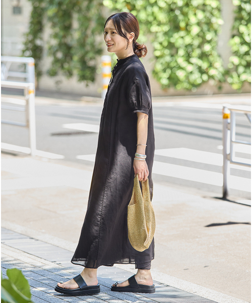JOURNAL STANDARD(ジャーナルスタンダード)の「インディア コットンリネンメッシュワンピース(ワンピース・レディース・パープル/ブラック・FREE)」の6枚目の写真