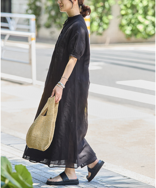 JOURNAL STANDARD(ジャーナルスタンダード)の「インディア コットンリネンメッシュワンピース(ワンピース・レディース・パープル/ブラック・FREE)」の7枚目の写真