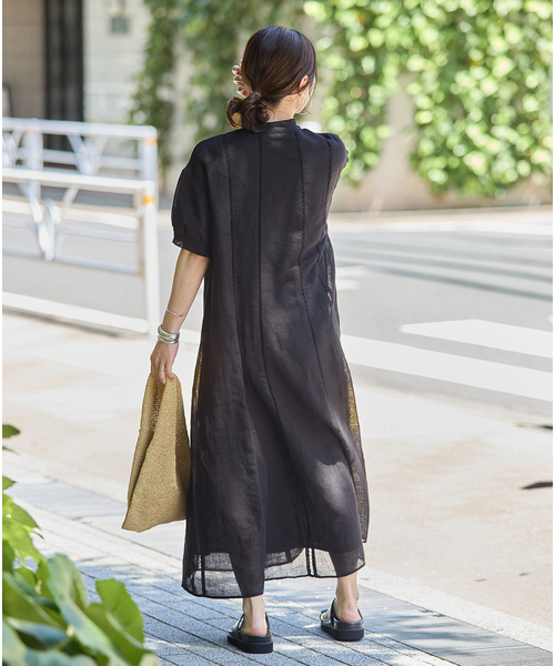JOURNAL STANDARD(ジャーナルスタンダード)の「インディア コットンリネンメッシュワンピース(ワンピース・レディース・パープル/ブラック・FREE)」の8枚目の写真
