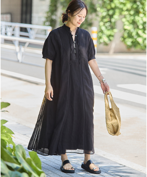 JOURNAL STANDARD(ジャーナルスタンダード)の「インディア コットンリネンメッシュワンピース(ワンピース・レディース・パープル/ブラック・FREE)」の9枚目の写真