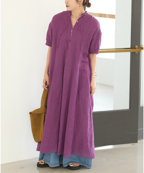 JOURNAL STANDARD(ジャーナルスタンダード)の「インディア コットンリネンメッシュワンピース(ワンピース・レディース・パープル/ブラック・FREE)」の15枚目の写真