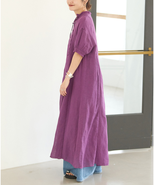 JOURNAL STANDARD(ジャーナルスタンダード)の「インディア コットンリネンメッシュワンピース(ワンピース・レディース・パープル/ブラック・FREE)」の16枚目の写真